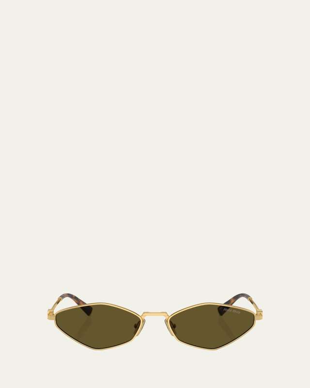 Metal Geometric Oval Sunglasses